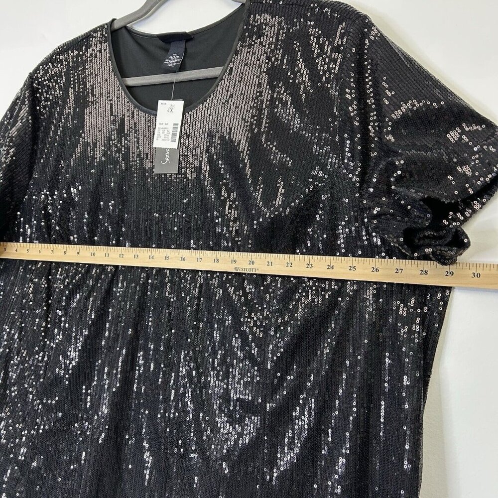 NEW Maggie Barnes Black Sequin Top Womens Size 4X Dressy Party - Picture 8 of 9